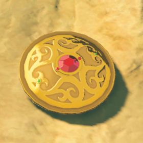 A picture of a gerudo shield from BoTW.