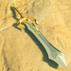 A picture of a golden claymore from BoTW.