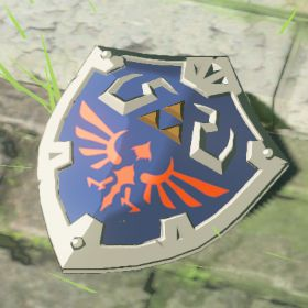 A picture of a hylian shield from BoTW.